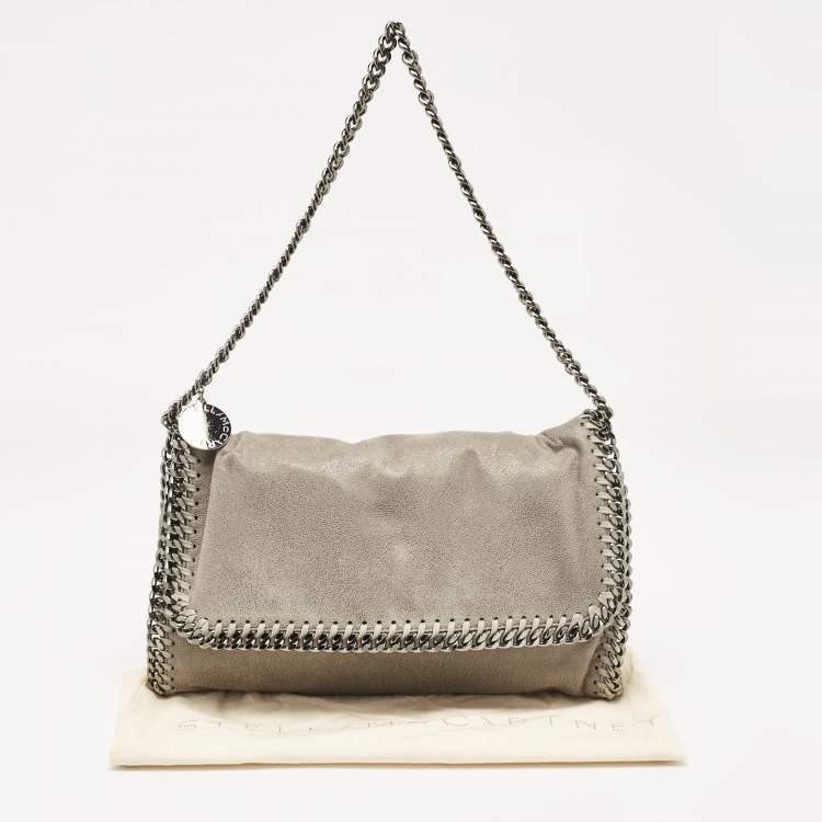 Pre Owned Stella McCartney Grey Faux Suede Falabella Flap Bag