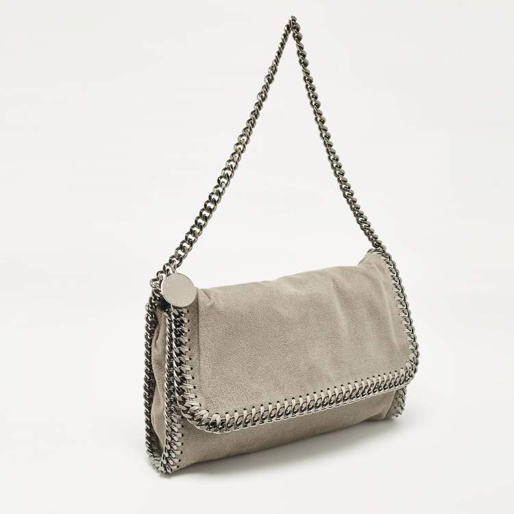 Pre Owned Stella McCartney Grey Faux Suede Falabella Flap Bag
