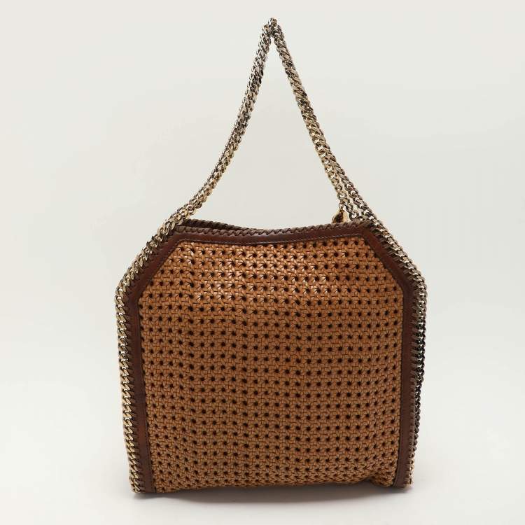 Pre Owned Stella McCartney Brown Woven Faux Leather Falabella Tote