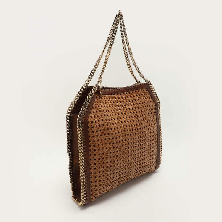 Pre Owned Stella McCartney Brown Woven Faux Leather Falabella Tote