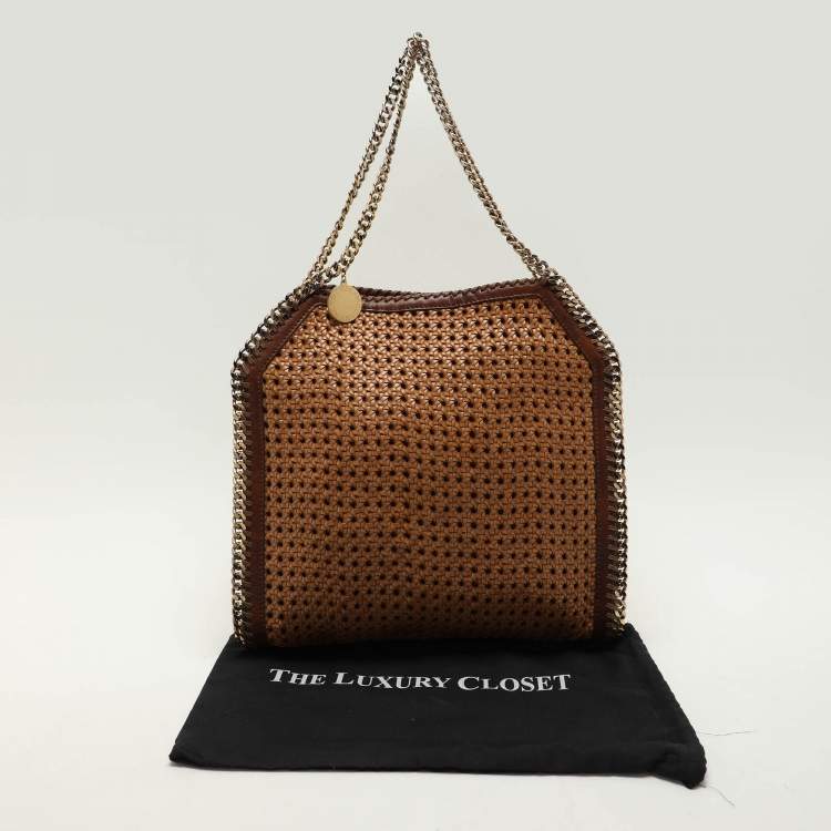 Pre Owned Stella McCartney Brown Woven Faux Leather Falabella Tote