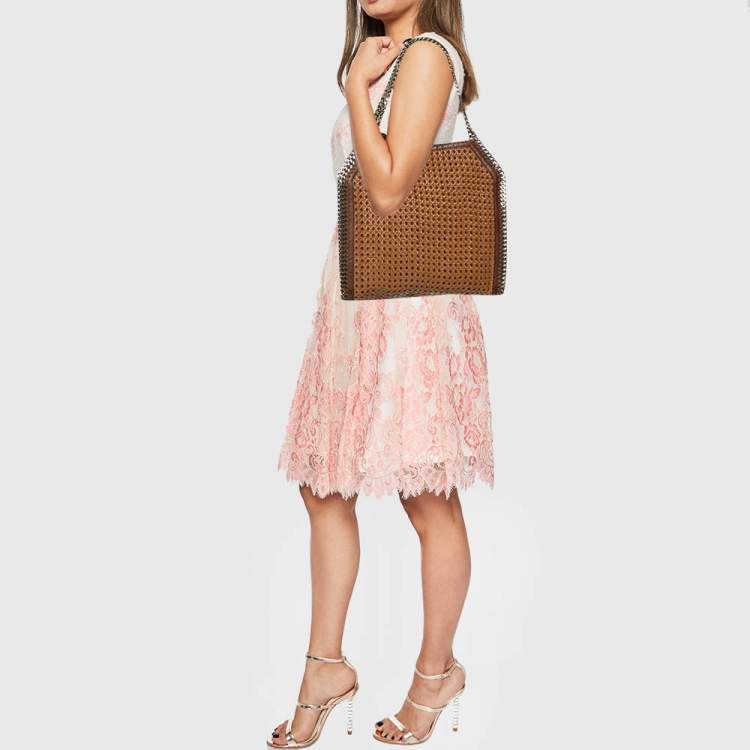 Pre Owned Stella McCartney Brown Woven Faux Leather Falabella Tote
