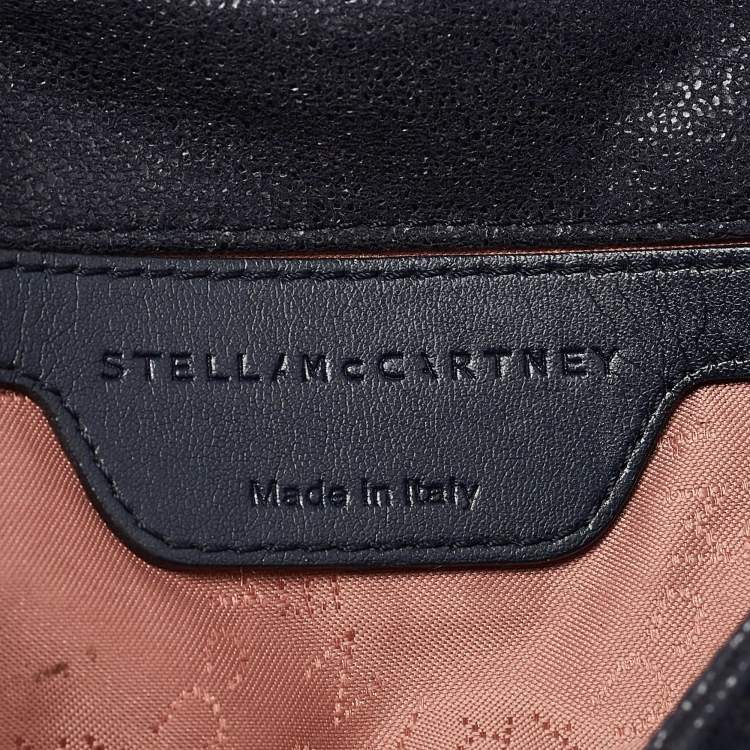 Pre Owned Stella McCartney Navy Blue Faux Suede Falabella Flap Crossbody Bag