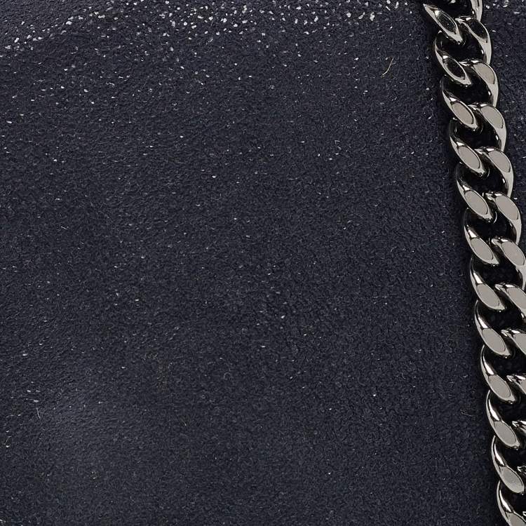 Pre Owned Stella McCartney Navy Blue Faux Suede Falabella Flap Crossbody Bag