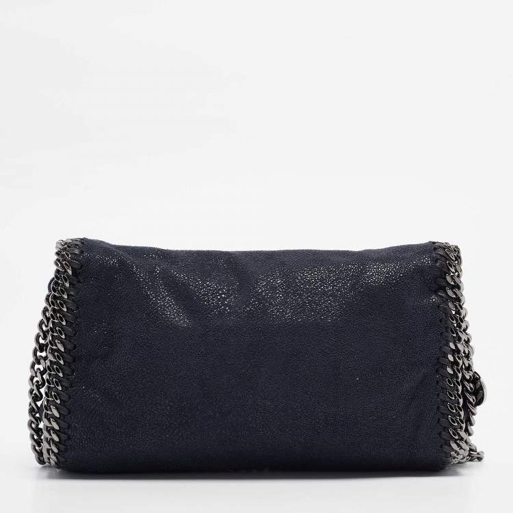 Pre Owned Stella McCartney Navy Blue Faux Suede Falabella Flap Crossbody Bag
