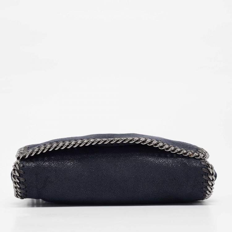 Pre Owned Stella McCartney Navy Blue Faux Suede Falabella Flap Crossbody Bag