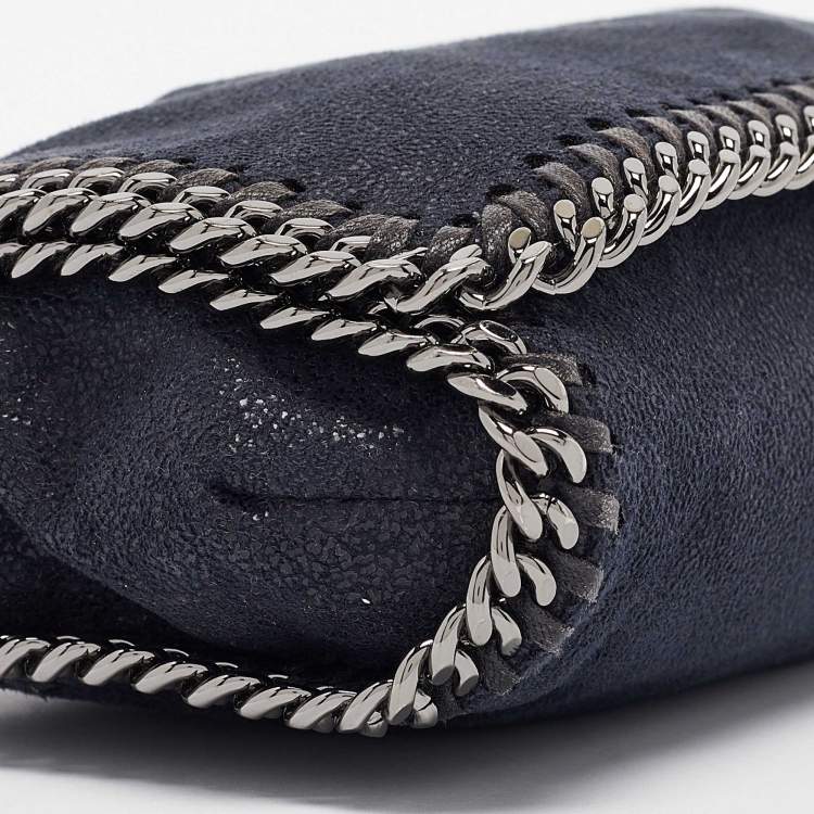 Pre Owned Stella McCartney Navy Blue Faux Suede Falabella Flap Crossbody Bag
