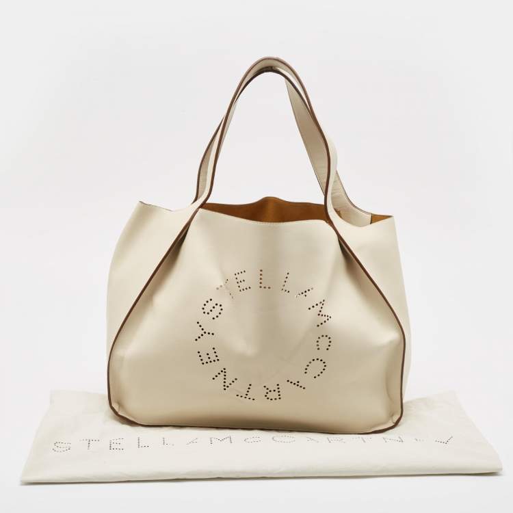 Pre Owned Stella McCartney Off White Faux Perforated Logo Tote