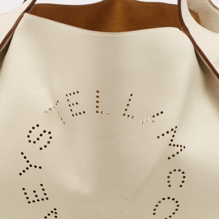 Pre Owned Stella McCartney Off White Faux Perforated Logo Tote