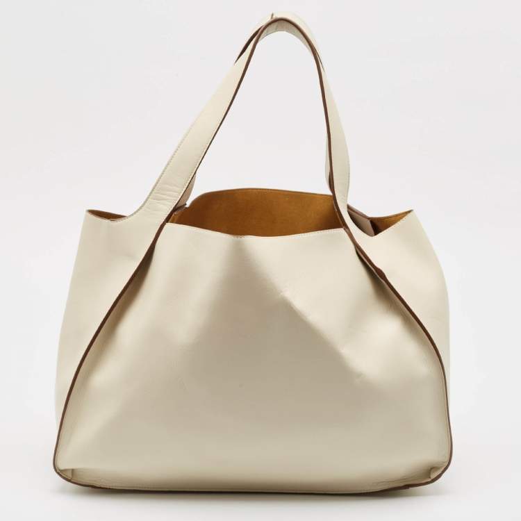 Pre Owned Stella McCartney Off White Faux Perforated Logo Tote