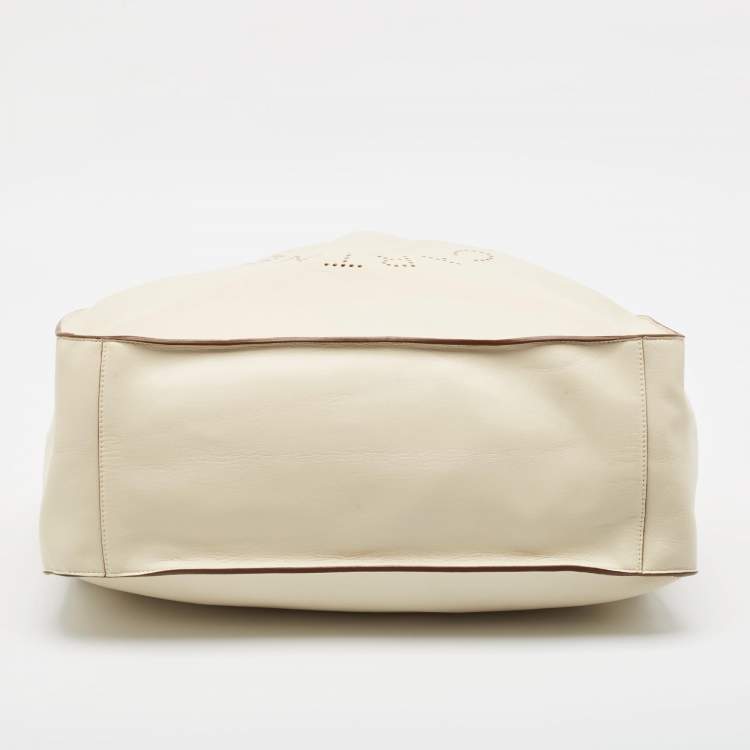 Pre Owned Stella McCartney Off White Faux Perforated Logo Tote