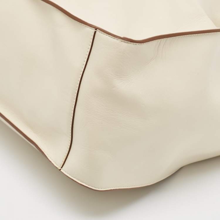 Pre Owned Stella McCartney Off White Faux Perforated Logo Tote
