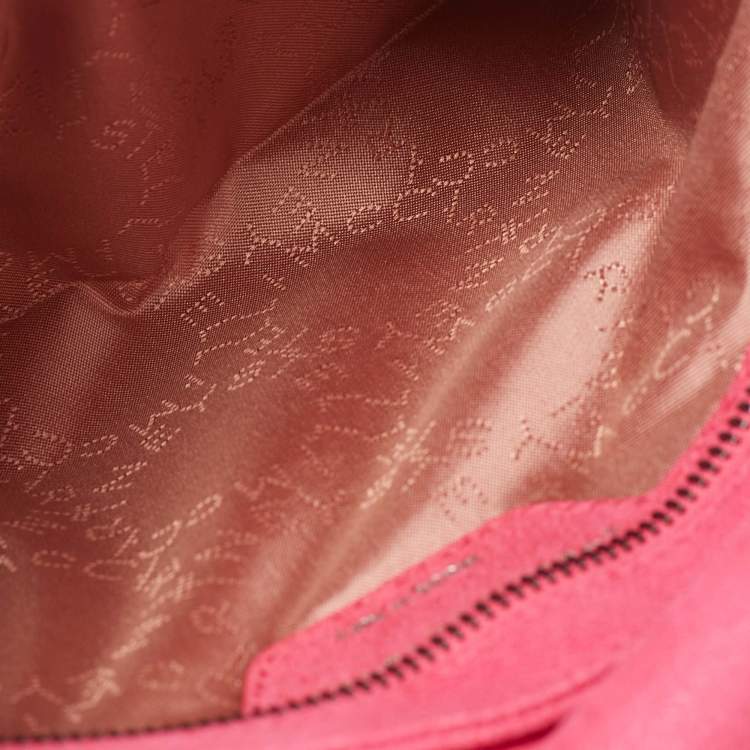 Pre Owned Stella McCartney Fuchsia Faux Suede Fallabella Foldover Clutch