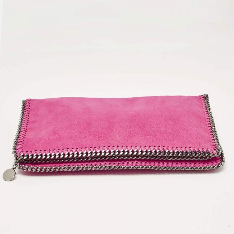 Pre Owned Stella McCartney Fuchsia Faux Suede Fallabella Foldover Clutch