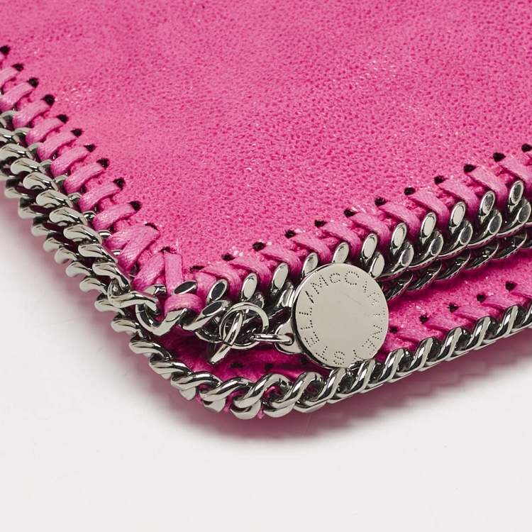 Pre Owned Stella McCartney Fuchsia Faux Suede Fallabella Foldover Clutch