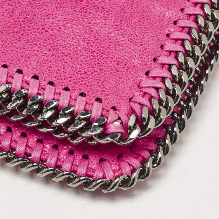 Pre Owned Stella McCartney Fuchsia Faux Suede Fallabella Foldover Clutch