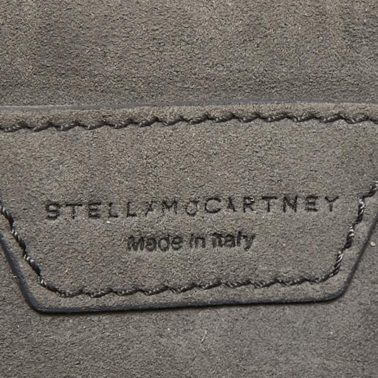 Pre Owned Stella McCartney Grey Faux Suede Micro Falabella Crystals Flap Crossbody Bag