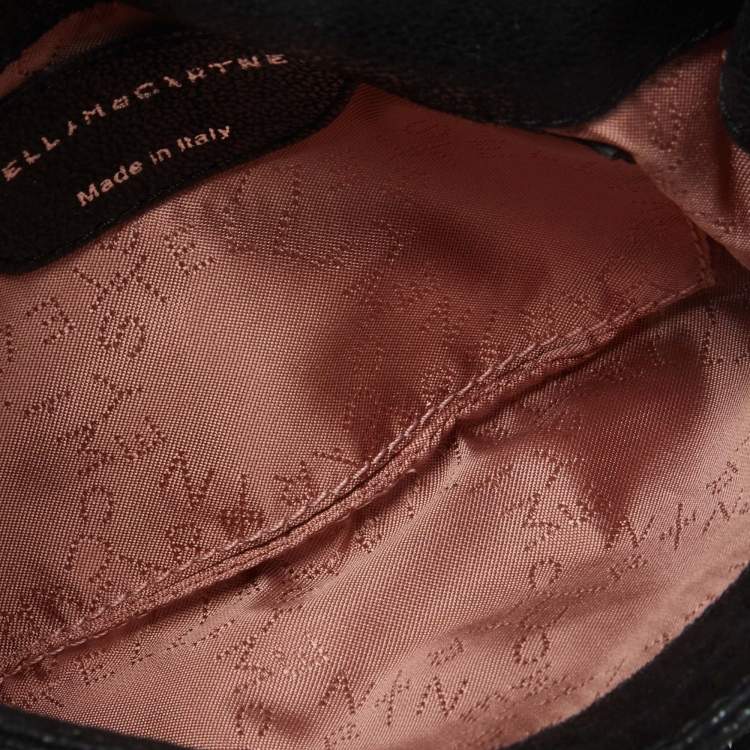 Pre Owned Stella McCartney Black Faux Suede Falabella Flap Crossbody Bag