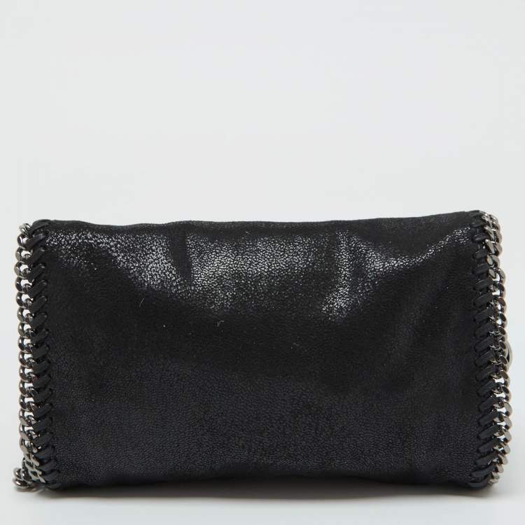 Pre Owned Stella McCartney Black Faux Suede Falabella Flap Crossbody Bag