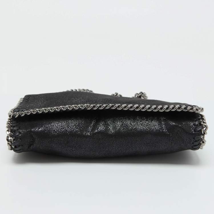 Pre Owned Stella McCartney Black Faux Suede Falabella Flap Crossbody Bag