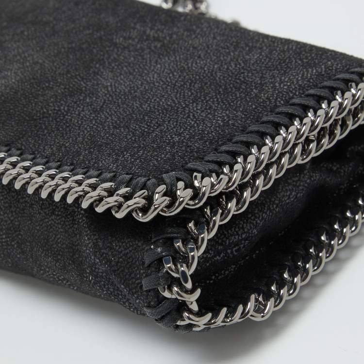 Pre Owned Stella McCartney Black Faux Suede Falabella Flap Crossbody Bag
