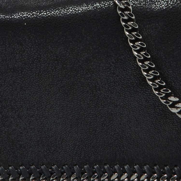 Pre Owned Stella McCartney Black Faux Suede Falabella Flap Crossbody Bag