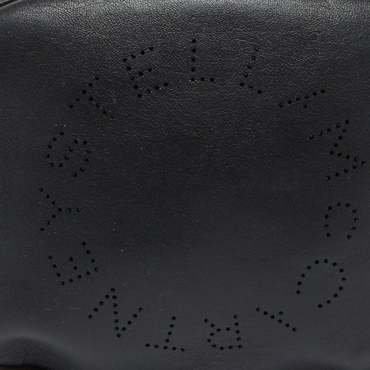 Pre Owned Stella McCartney Black Faux Leather Perforated Logo Belt Bag