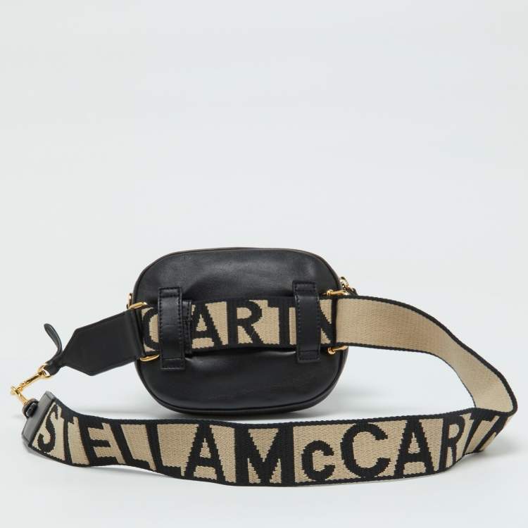 Pre Owned Stella McCartney Black Faux Leather Perforated Logo Belt Bag