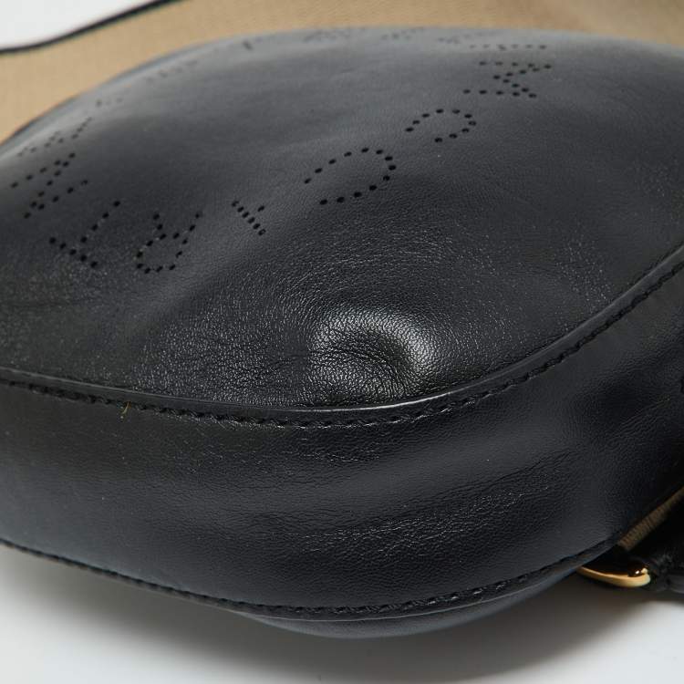 Pre Owned Stella McCartney Black Faux Leather Perforated Logo Belt Bag