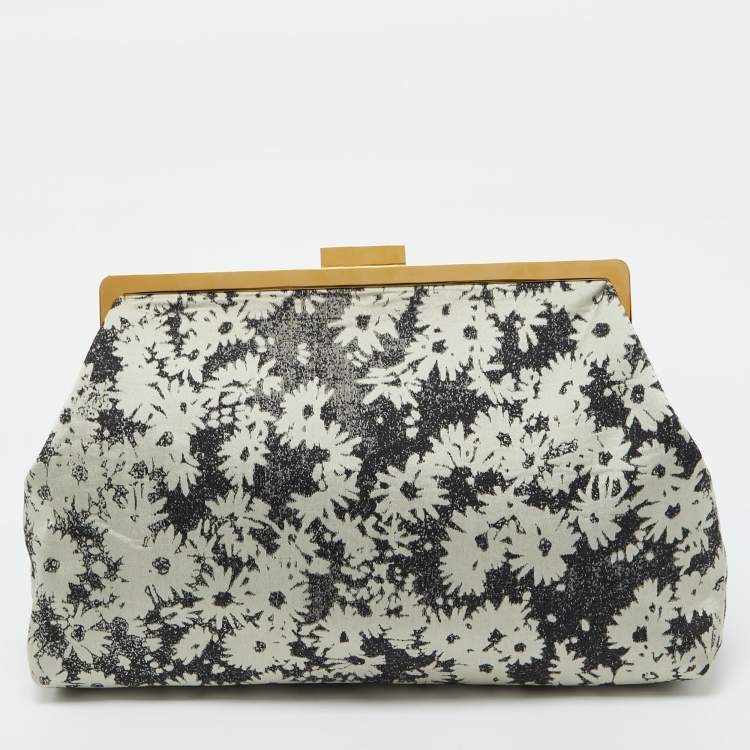 Pre Owned Stella McCartney Grey Canvas Floral Printed Oversized Daisy Clutch