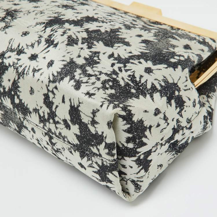 Pre Owned Stella McCartney Grey Canvas Floral Printed Oversized Daisy Clutch