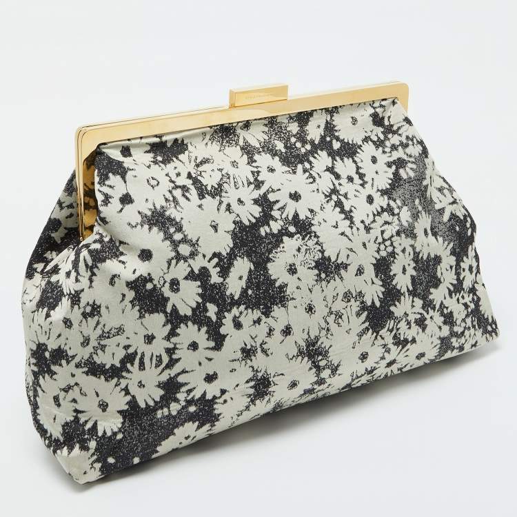 Pre Owned Stella McCartney Grey Canvas Floral Printed Oversized Daisy Clutch