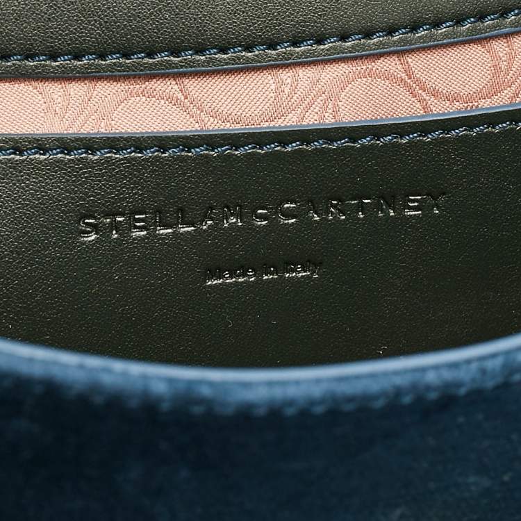Pre Owned Stella McCartney Teal Green Faux Velvet S-Wave Shoulder Bag