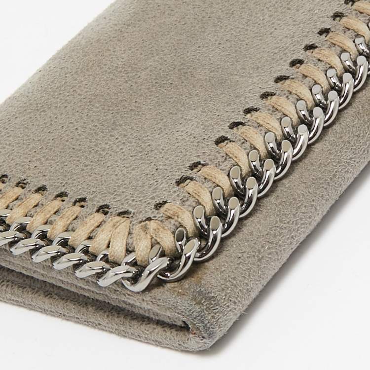 Pre Owned Stella McCartney Grey Faux Suede Falabella Trifold Wallet
