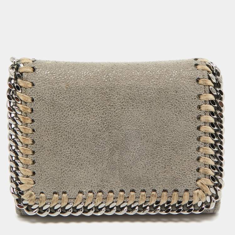 Pre Owned Stella McCartney Grey Faux Suede Falabella Trifold Wallet