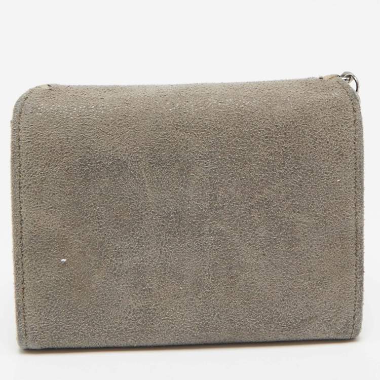 Pre Owned Stella McCartney Grey Faux Suede Falabella Trifold Wallet