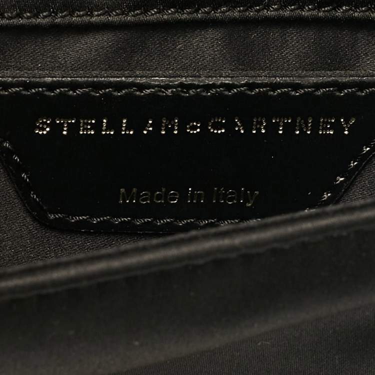 Pre Owned Stella McCartney Black/White Satin Embroidered Top Handle Bag