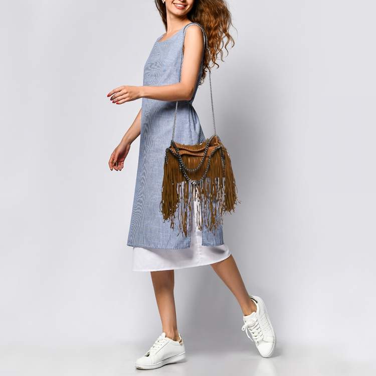 Pre Owned Stella McCartney Brown Faux Suede Falabella Fringe Bag