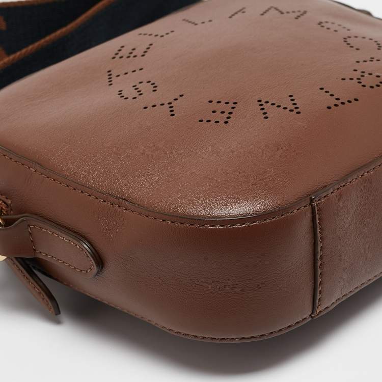 Pre Owned Stella McCartney Brown Faux Leather Small Logo Camera Crossbody Bag