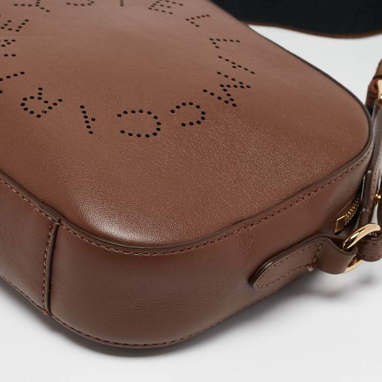 Pre Owned Stella McCartney Brown Faux Leather Small Logo Camera Crossbody Bag