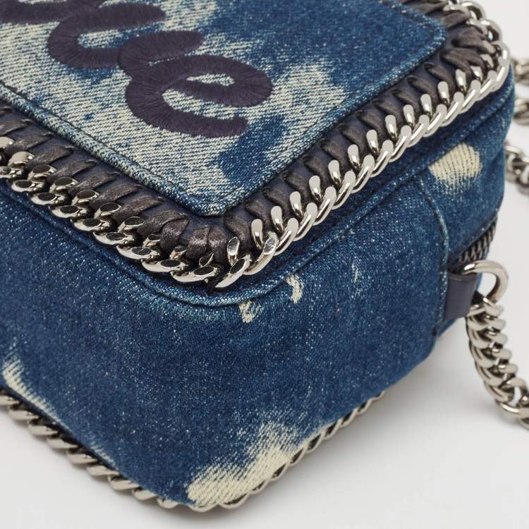 Pre Owned Stella McCartney Blue Denim Love Falabella Camera Crossbody Bag