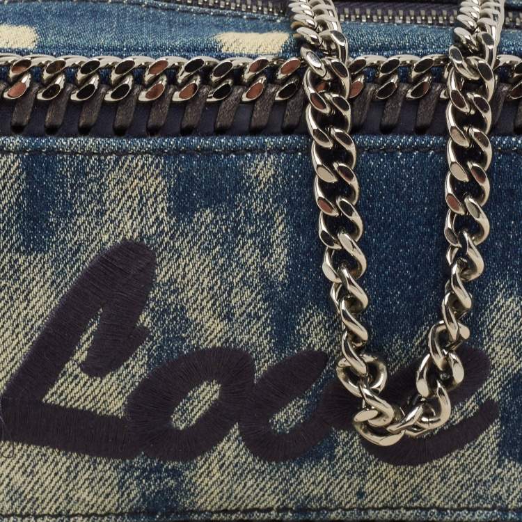 Pre Owned Stella McCartney Blue Denim Love Falabella Camera Crossbody Bag