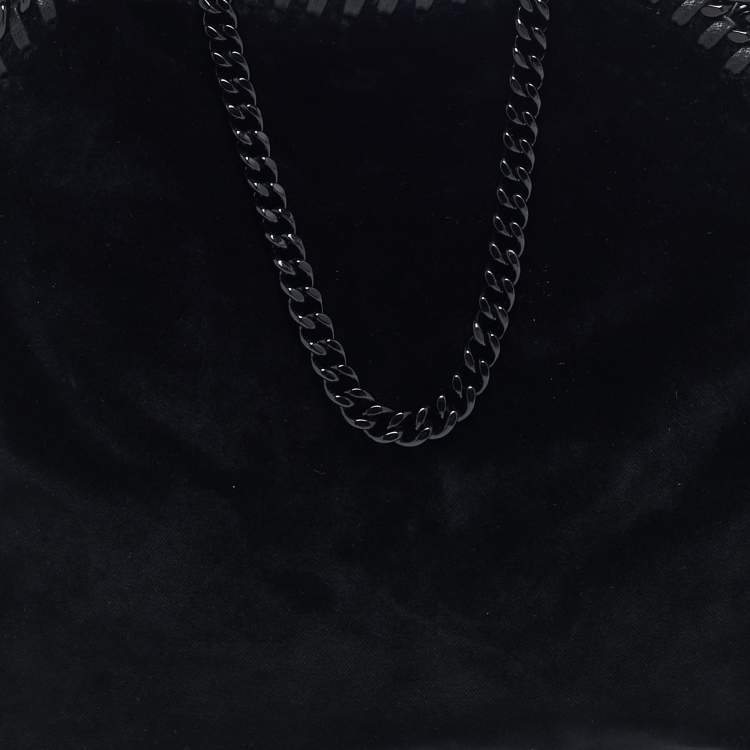 Pre Owned Stella McCartney Black Velvet Mini Falabella Tote