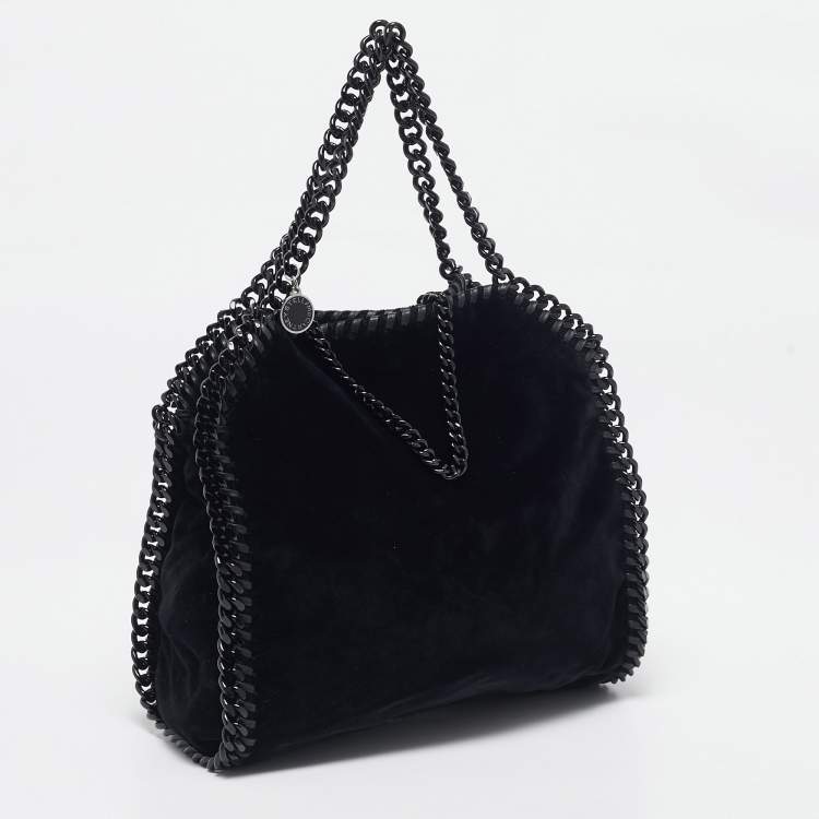 Pre Owned Stella McCartney Black Velvet Mini Falabella Tote