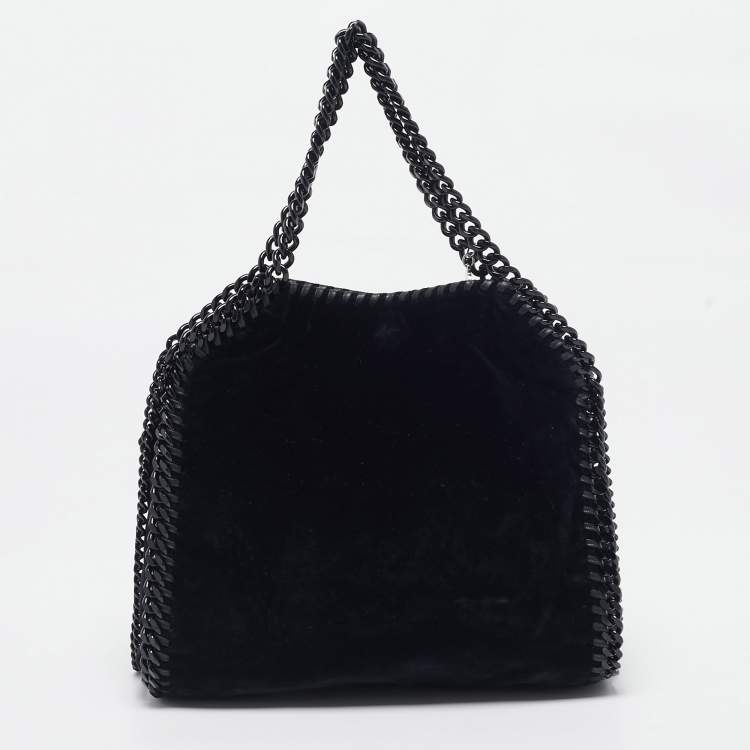Pre Owned Stella McCartney Black Velvet Mini Falabella Tote