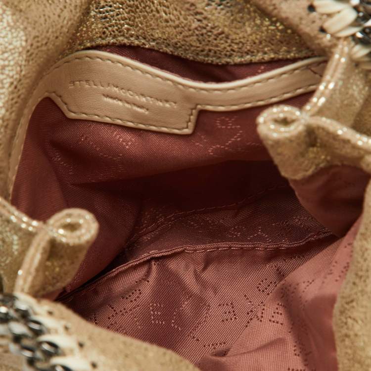 Pre Owned Stella McCartney Gold Faux Suede Tiny Falabella Tote 