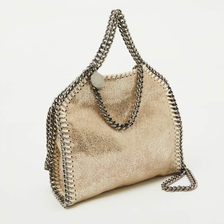 Pre Owned Stella McCartney Gold Faux Suede Tiny Falabella Tote 
