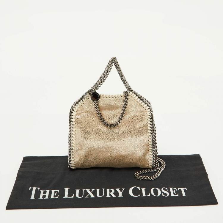 Pre Owned Stella McCartney Gold Faux Suede Tiny Falabella Tote 