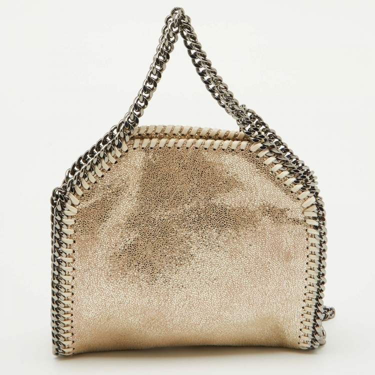 Pre Owned Stella McCartney Gold Faux Suede Tiny Falabella Tote 