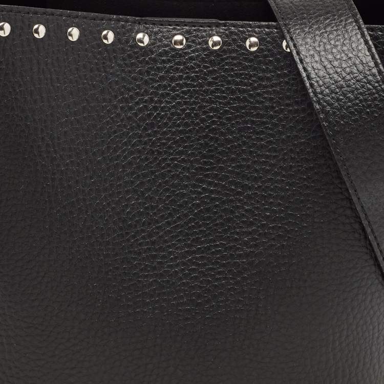 Pre Owned Stella McCartney Black Faux Leather Studded Frayme Bucket Bag